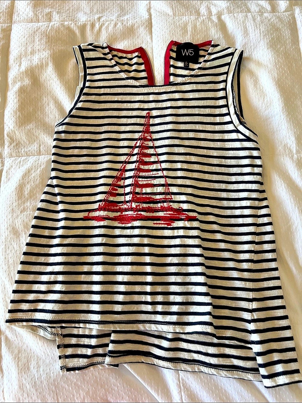 W5 Striped Sailboat Tank Top Size Small